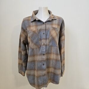 CI SONO Plaid Button Up Shirt Oversized Flannel Size Medium